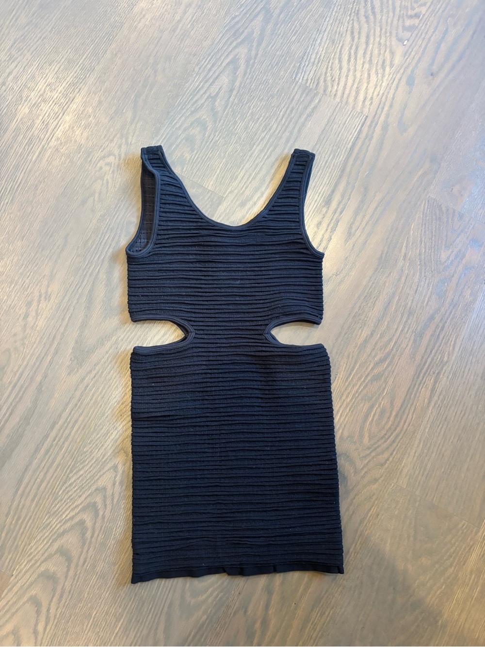 Katie J NYC Black Ribbed Cutout Mini Dress